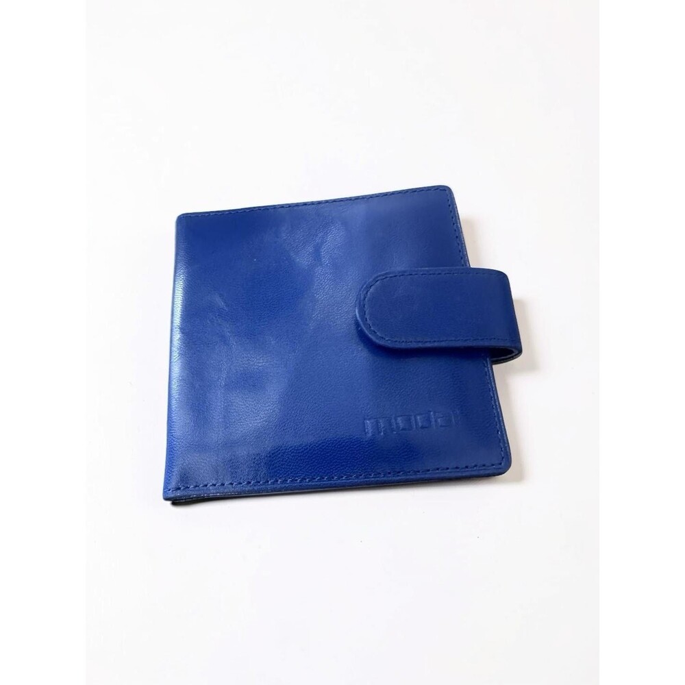 Moda Royal Blue Leather bifold card-passport wallet 3.75x3.75 NEW